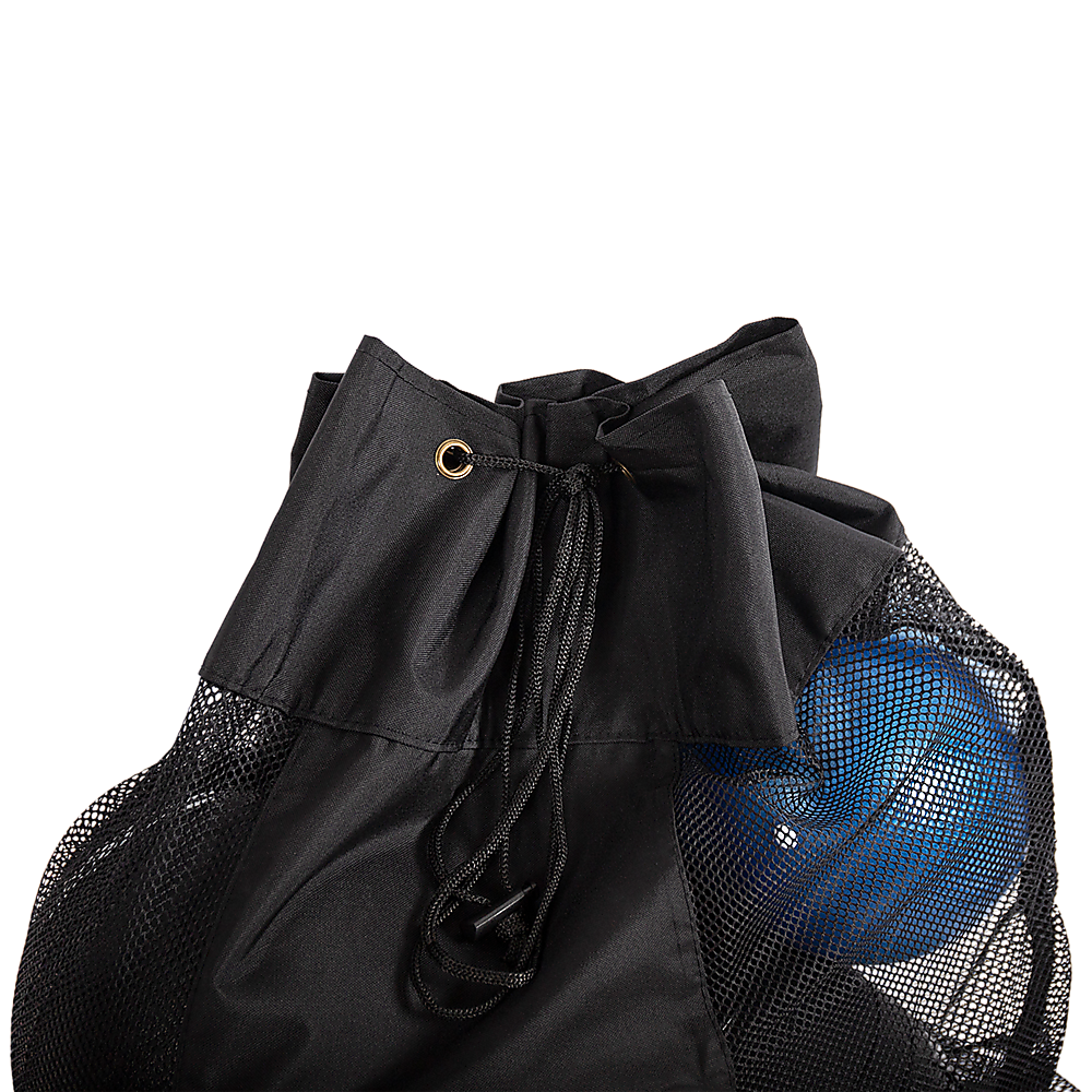 Kids sports ball bag with 15-ball capacity, perfect for storing sports equipment at home.