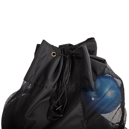 Kids sports ball bag with 15-ball capacity, perfect for storing sports equipment at home.