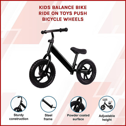 Kids balance bike with lightweight steel frame and adjustable seat for easy home riding.