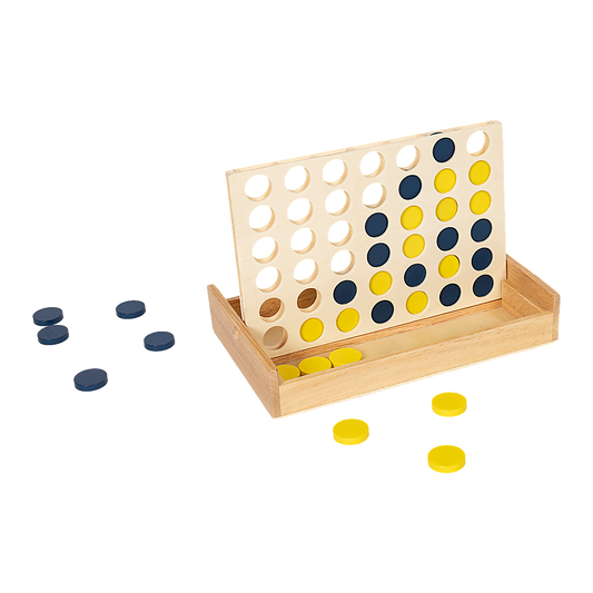 Wooden 4 in a Row strategy game for kids and family bonding at home.