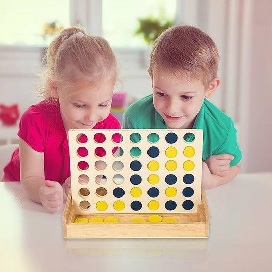 Classic Wooden 4 in a Row Strategy Game - Fun, Educational, Perfect for Family Bonding