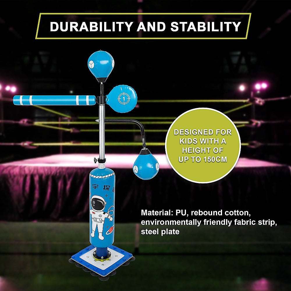 Kids boxing punching bag stand with adjustable height for fun home training sessions.