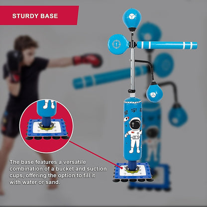 Adjustable kids boxing punching bag stand for home training, perfect for young athletes.