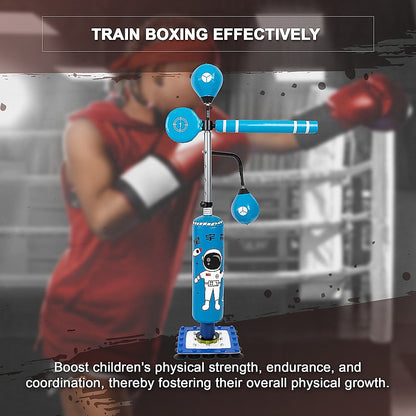 Kids boxing punch bag stand - adjustable height set for home training.