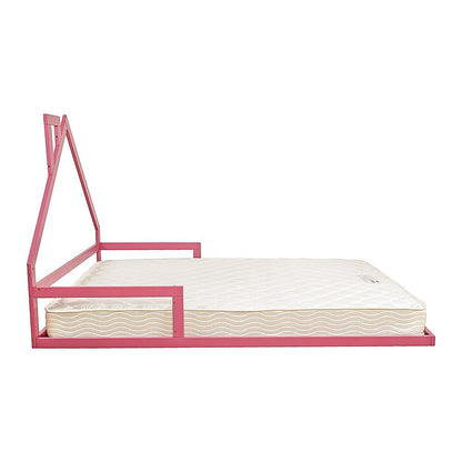 Pink double size kids bed frame made of pine wood, ideal for cozy home decor.