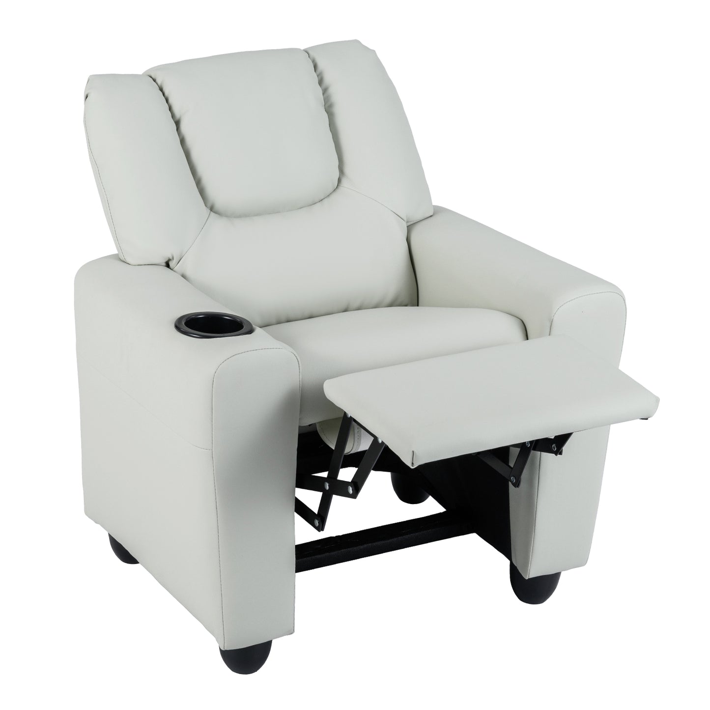 Grey Velvet Kids Recliner | Push Back Sofa with Footrest