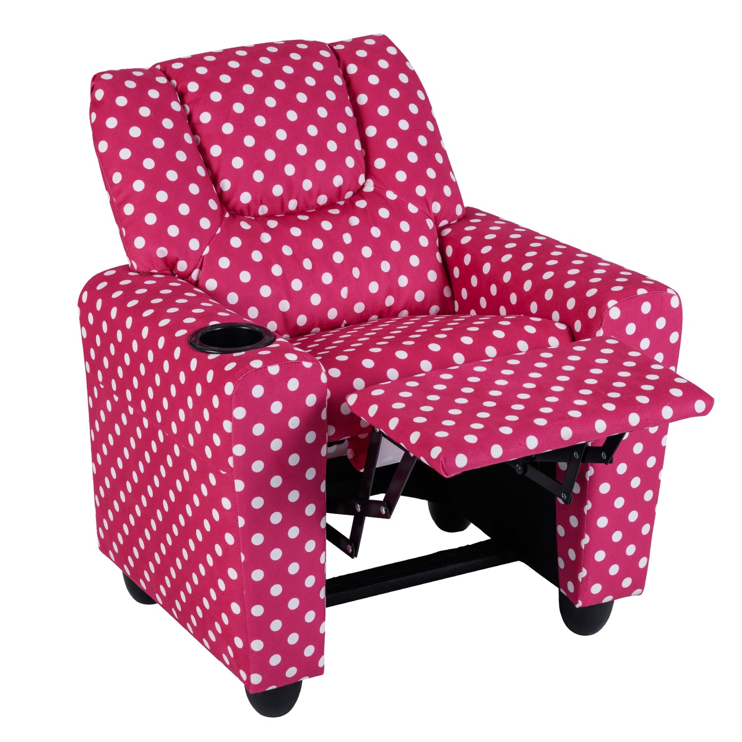 Red Velvet Toddler Recliner | Push Back Sofa with Footrest