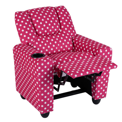 Red Velvet Toddler Recliner | Push Back Sofa with Footrest
