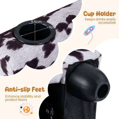 Kids Push Back Recliner | Adjustable Velvet Sofa Black White