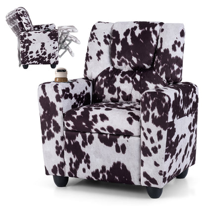 Kids Push Back Recliner | Adjustable Velvet Sofa Black White