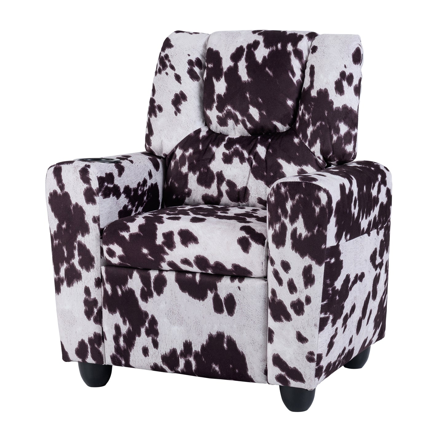 Kids Push Back Recliner | Adjustable Velvet Sofa Black White