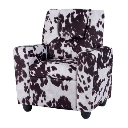 Kids Push Back Recliner | Adjustable Velvet Sofa Black White