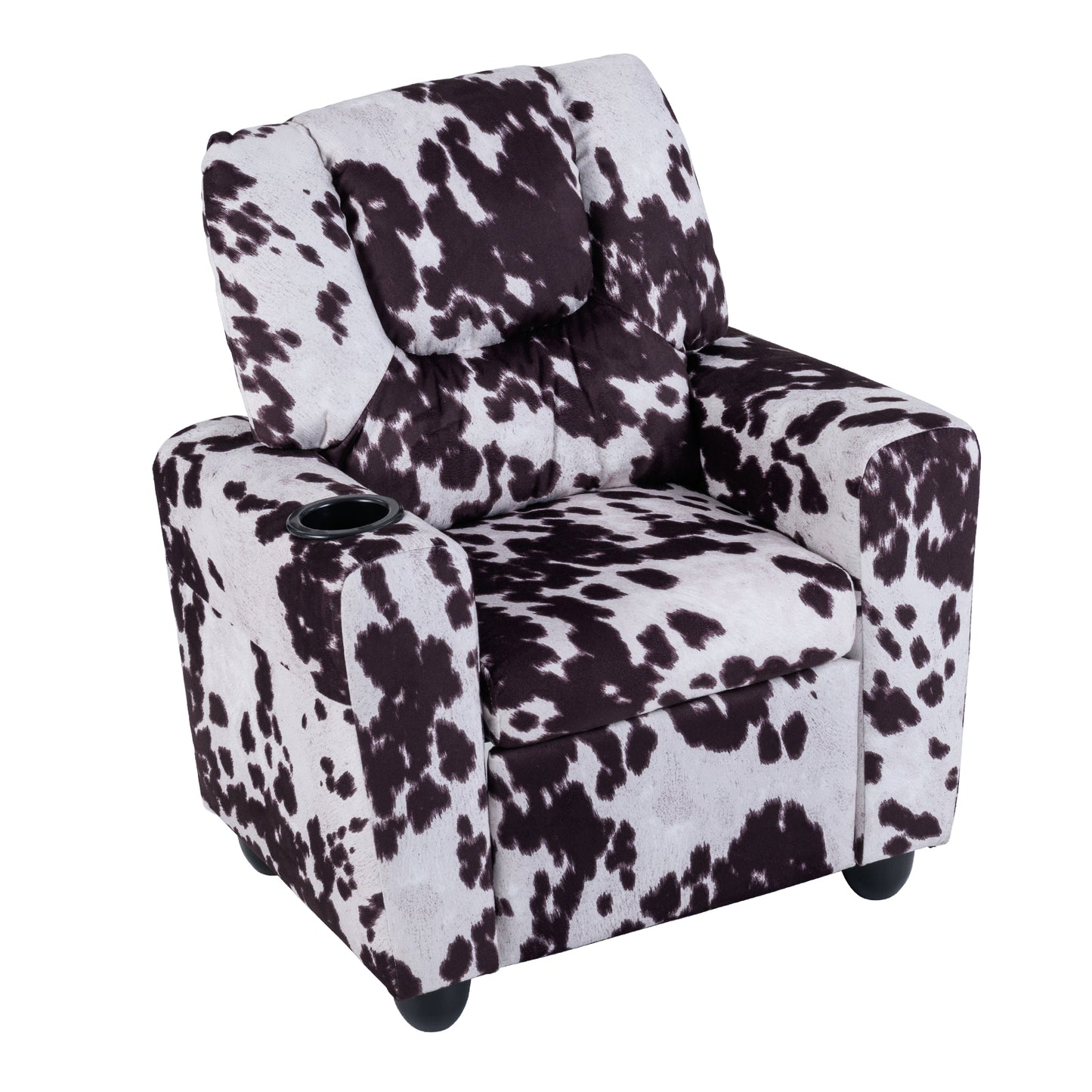 Kids Push Back Recliner | Adjustable Velvet Sofa Black White