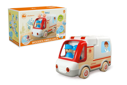Wooden Ambulance With Sound Light | Pull Along Medical Toys
