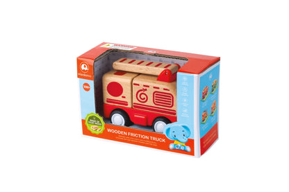 Wooden Friction Truck Fire Engine With Sound And Light