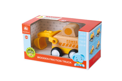 Wooden Friction Truck Digger With Sound And Light