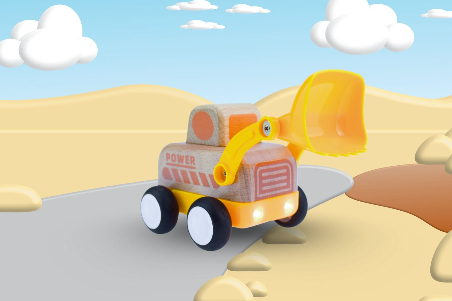 Wooden Friction Truck Bulldozer With Sound And Light