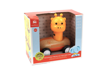 Orange Wooden Press Go Giraffe Racer | Sound & Light Features