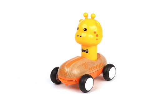 Orange Wooden Press Go Giraffe Racer | Sound & Light Features