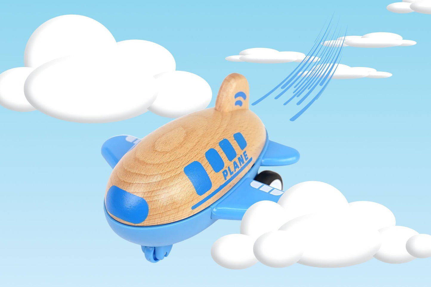Blue Wooden Friction Plane | Sound Effects | 18 Months+