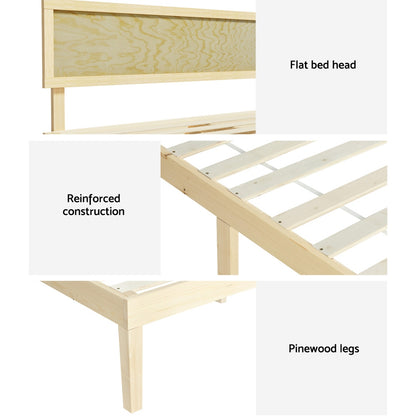Artiss Yumi Double Bed Frame with Rattan Headboard - Stylish and sturdy choice for kids bedrooms.
