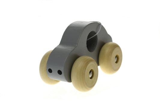 Kaper Kidz grey wooden toy car with non-toxic paint for safe, imaginative play.