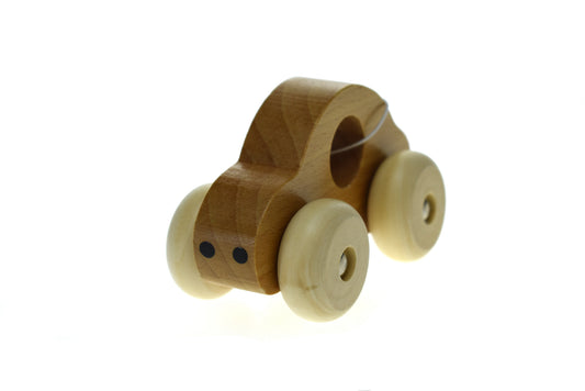 Kaper Kidz natural wooden toy car designed for toddlers, perfect for imaginative play at home