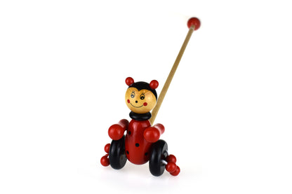 Kaper Kidz Wooden Ladybird Push Toy | Fun, colorful toddler toy for active play at home.