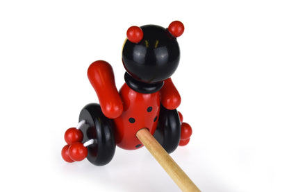 Kaper Kidz Wooden Push Along Ladybird Toy for Toddlers, fun and interactive toddler toy.