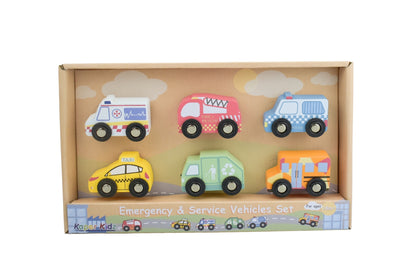 emergency vehicle toy set featuring police cars, ambulances, and fire trucks for imaginative rescue play.