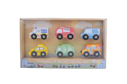 emergency and service vehicle toy set featuring police cars, ambulances, and fire trucks for imaginative play.