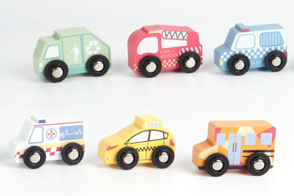 emergency vehicle toy set featuring police cars, ambulances, and fire trucks for imaginative rescue play.