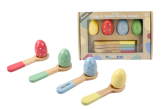 Kaper Kidz Wooden Sundae Egg & Spoon Racing Game Set for fun home playtime.