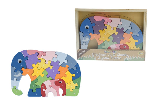 alphabet jigsaw puzzle featuring elephants, perfect for learning letters while developing fine motor skills.