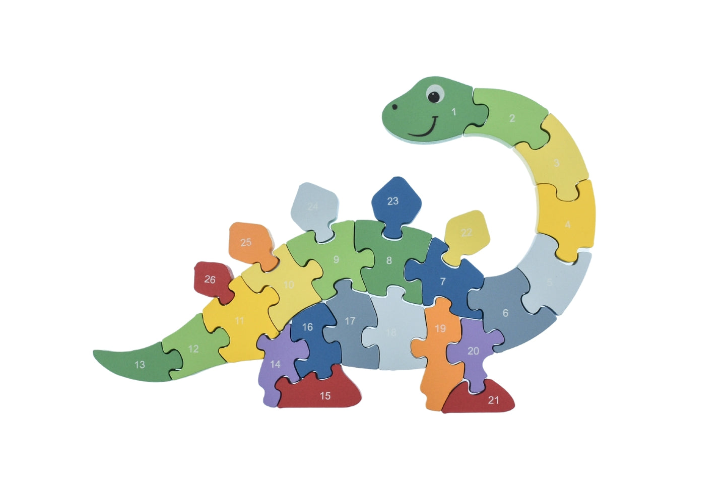 Educational A to Z dinosaur puzzle featuring chunky pieces for easy handling and prehistoric illustrations.