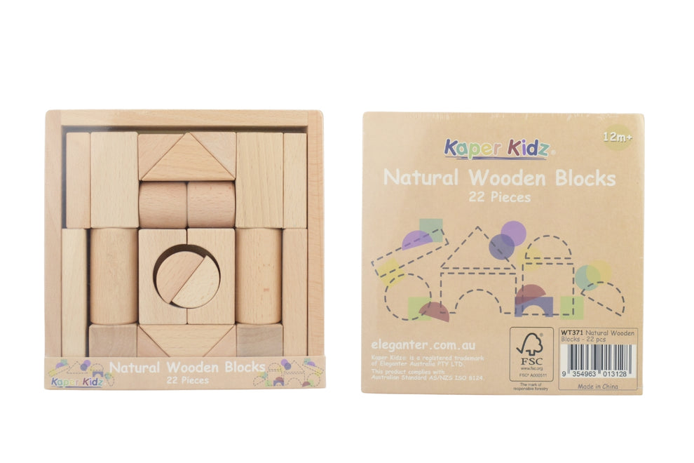 Natural Wooden Building Blocks Set | 22 Pieces for Kids Play – Kids ...