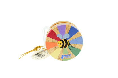 rainbow bee-themed yo-yo set featuring two playful Buzzy Days toys for skill-building and entertainment.