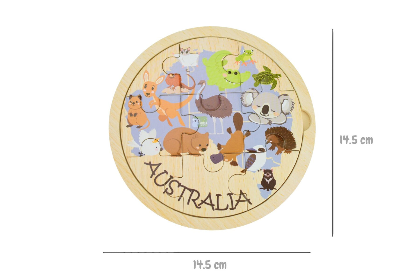 Wooden Australian Animal Map Puzzle | 9 Piece Colorful Jigsaw