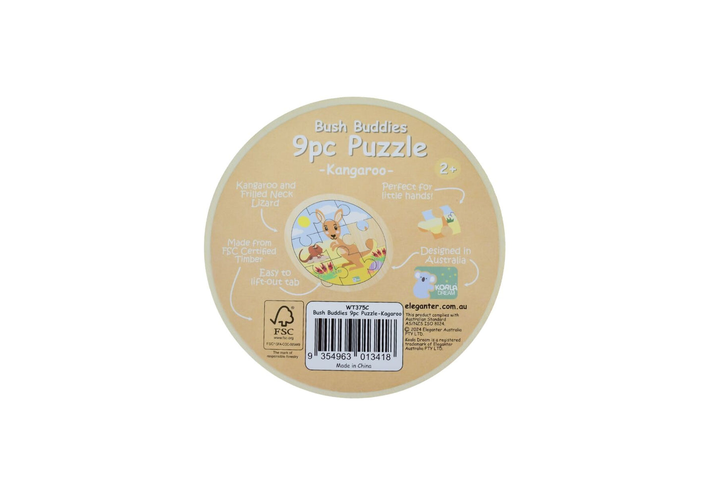 Wooden 9 Piece Kangaroo Jigsaw Puzzle | Vibrant Outback Design