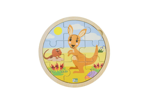 Wooden 9 Piece Kangaroo Jigsaw Puzzle | Vibrant Outback Design