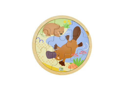 Wooden 9 Piece Jigsaw Puzzle Platypus Wombat | Koala Dream