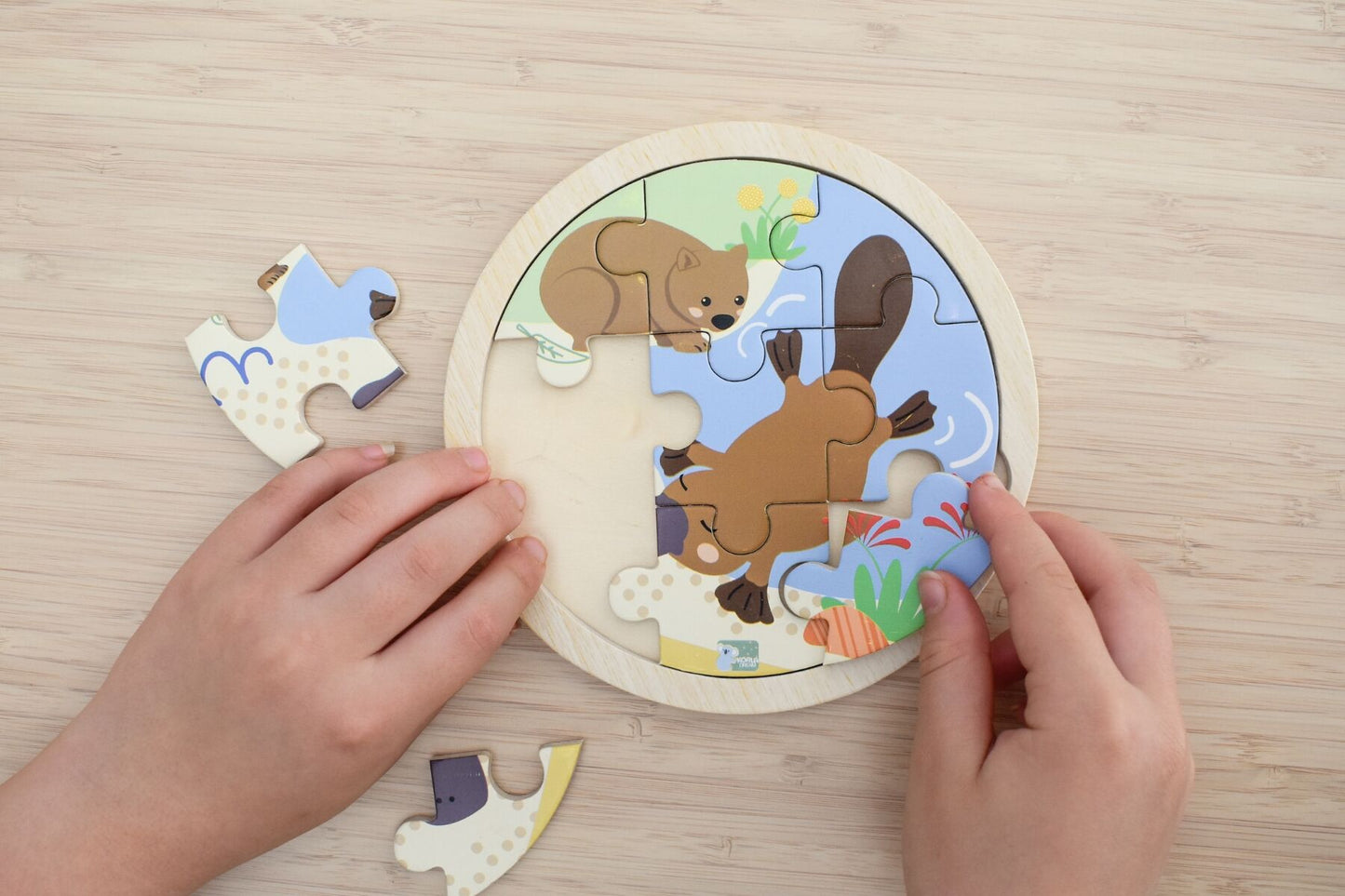 Wooden 9 Piece Jigsaw Puzzle Platypus Wombat | Koala Dream