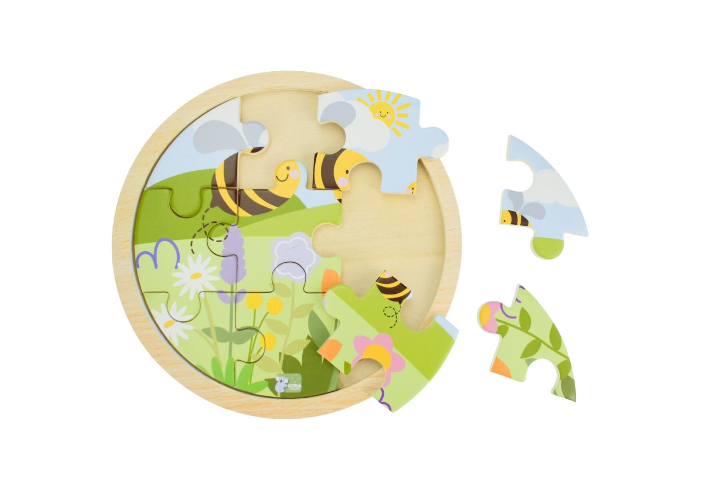 Wooden 9 Pcs Jigsaw Puzzle Buzzy Days Bee Garden