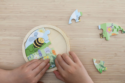 Wooden 9 Pcs Jigsaw Puzzle Buzzy Days Bee Garden