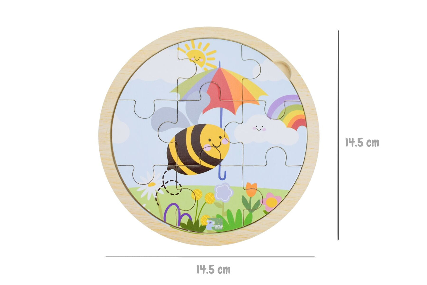 Wooden 9 Pcs Jigsaw Puzzle Buzzy Days Bee Rainbow