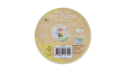 Wooden 9 Pcs Jigsaw Puzzle Buzzy Days Bee Rainbow