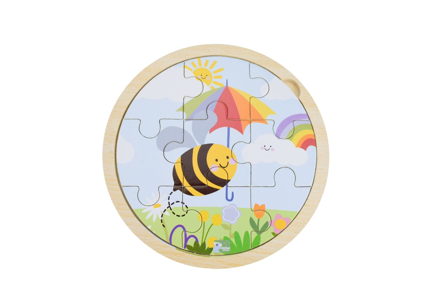 Wooden 9 Pcs Jigsaw Puzzle Buzzy Days Bee Rainbow
