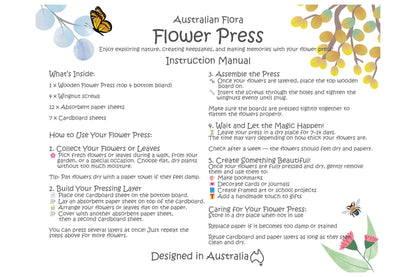 Wooden Australian Flora Flower Press Kit | Natural Wood Craft Set
