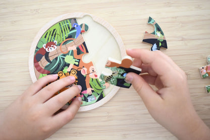 Wild Buddies 9 Pc Round Jigsaw Puzzle Cheeky Monkey