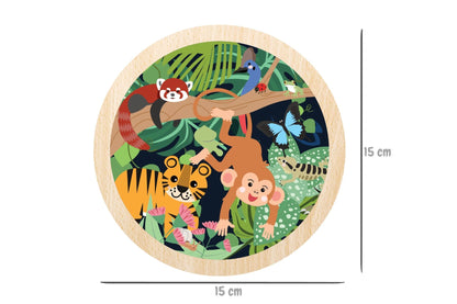Wild Buddies 9 Pc Round Jigsaw Puzzle Cheeky Monkey